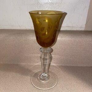 Michael Wheems Frosted Etched Amber ELISE Cordial Glasses 2003 ( 5 available)